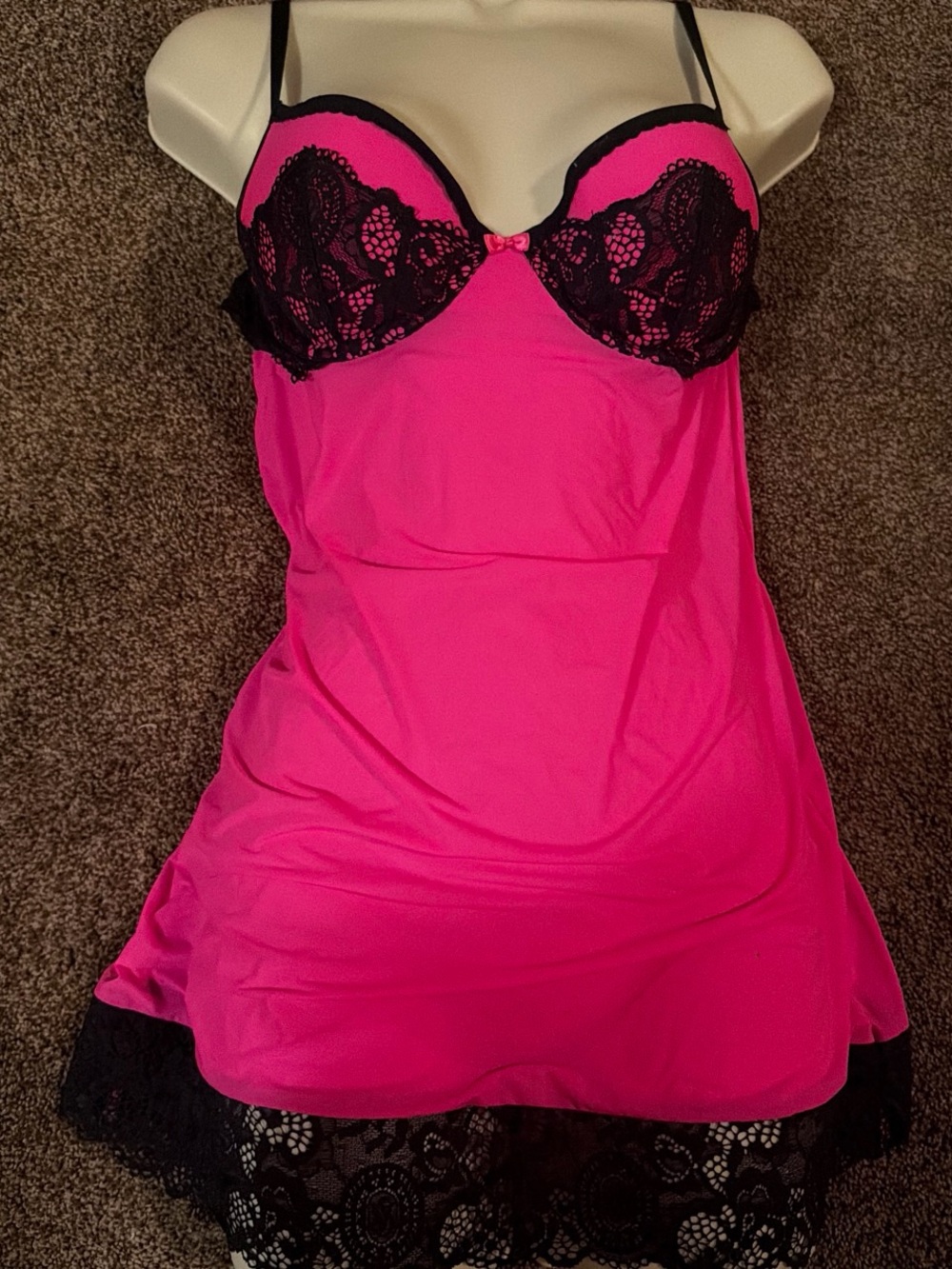 Women's Hot Pink Lace Trim Chemise - Brand